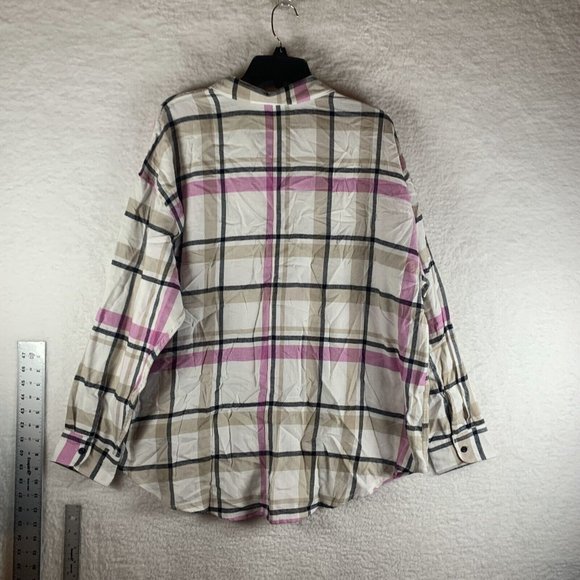 Alpine Design Shirt Women's XL Dragon Fruit Plaid Cotton Flannel Button-Up 8245 - Picture 2 of 8
